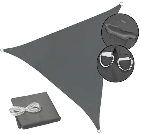 SVITA Voile d'ombrage triangulaire imperméable 160 g/m² Protection UV Protection solaire Jardin Balcon Fixation Gris foncé 5 x 5 x 5 m