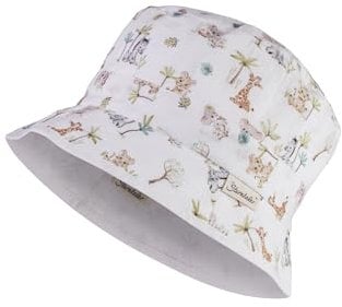 Sterntaler Wendefischerhut Tierbabys - Unisex Babymütze mit Druckmuster - Fischerhut Baby mit Bindeband - ecru, 49