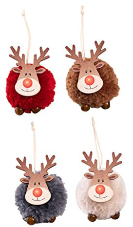 4 Stück Hängeornamente Für Weihnachtsbaum Elch-anhänger Aus Holz Mit Seil Zum Aufhängen Für Weihnachts-Party-deko Und Baumschmuck
