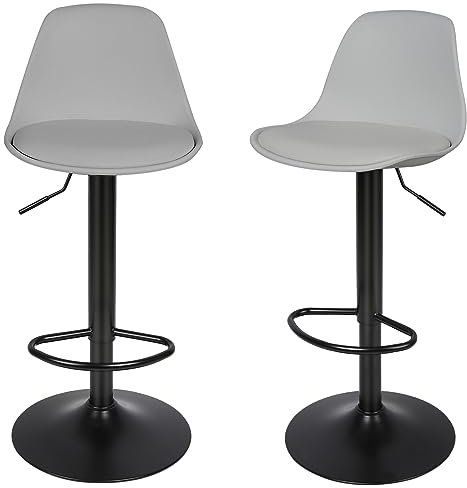 RELOVE Taburetes de Bar Juego de 2 para Isla de Cocina, taburetes de mostrador de Altura de mostrador Ajustable, Asiento Cubierto de PU, Giratorio de 360°,Silla Alta Regulable En Altura