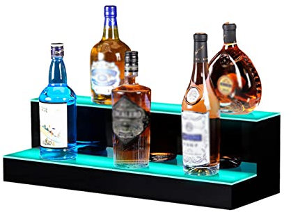 TOYOCC Présentoir de Bouteille d'alcool éclairé par LED Bar LiquorLed Porte-Bouteille Lumineux Multi-Fonction Présentoir en Acrylique Double Couche Télécommande Intelligente Éclairage de Bouteille