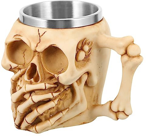 NOLITOY Jarra De Cerveza Con Forma De Calavera De Halloween Taza De Resina De Acero Inoxidable