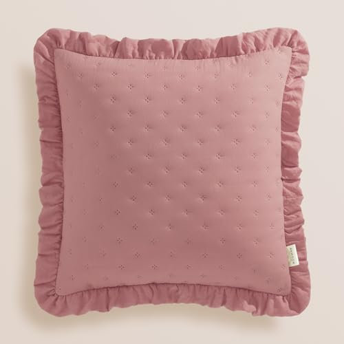 ROOM99 Molly 45 x 45 cm Zierkissenbezüg Kissenbezüg Kissenhüll Dekorative Dekokissen Wurfkissenbezug Deko Aesthetic Modern Schlafzimmer Wohnzimmer mit Rüsche Rosa,1 Stück