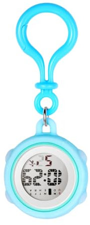 Silverora Taschenuhr Digital Schwesternuhren Karabineruhr: Multifunktion Silikon Krankenschwester Uhr mit Karabiner Wochenkalender Wecker Chronograph Stoppuhr Arbeitsuhr Blau