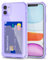 Svanove für iPhone 11 Hülle Kartenfach Silikon Durchsichtig, Dünn Transparent Karten Wallet Handyhülle mit Kameraschutz, Klar TPU Karte Handy hülle Kartenhalter Schutzhülle Bumper Case, Lila Flieder