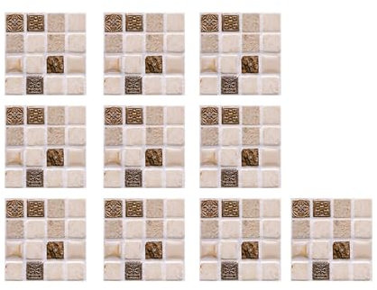 INF 30 adesivi per piastrelle per pavimenti e pareti, mosaico 3D, 10 x 10 cm, a prova di umidità e impermeabili, staccabili e attaccabili.