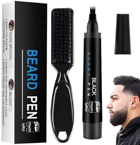 Relleno De Lápiz De Barba para Hombres,Kit De Bolígrafo De Relleno para Barba,Lápiz De Relleno De Barba Resistente al Agua,Kit De Bolígrafo Relleno De Barba Es la Mejor Opción para Viajar o Regalar