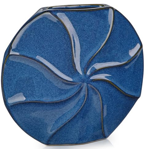 Arborus Keramik Vase Blau 18 CM Blumenvase Pastillen Dekovase für Blumen Schmale Vase für Zweige Aesthetic Vasen Tischdeko Modern Boho Skandinavische Japandi Deko im Wohnzimmer Schlafzimmer Büro Hotel