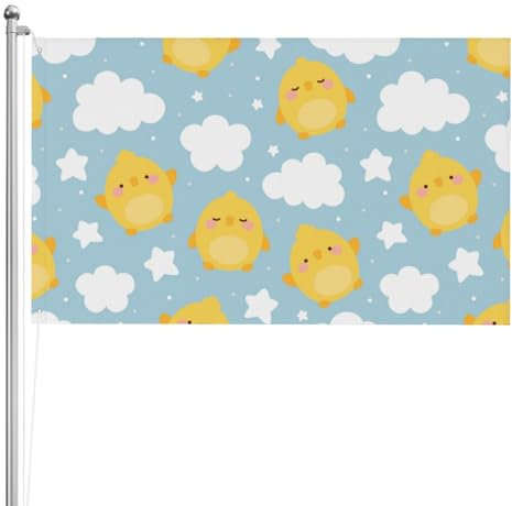Flagge, 3x5FT doppelseitige Outdoor-Flagge Gartenflaggen Tapisserie Urlaub Hof Party Flaggen,Süße gelbe Küken