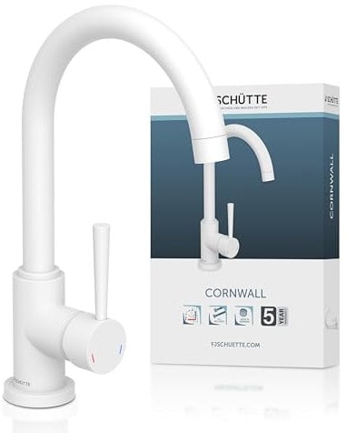 SCHÜTTE Cornwall 79161 Robinet de cuisine pivotant à 360 ° avec mitigeur monocommande Blanc