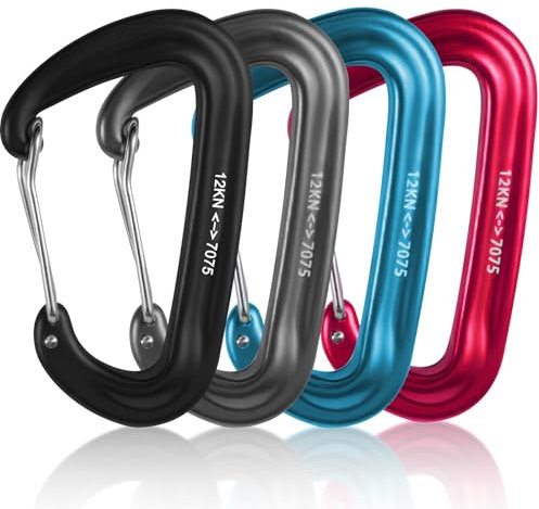 4 Stück Schwerlast Alu Karabiner, Karabiner Groß, Aluminiumkarabiner, Aluminium Schlüsselanhänger, Alu Karabinerhaken für Camping, Wandern, Angeln (Multicolor)