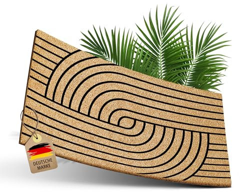 ElbFuchs Kokos Fußmatte 60x40cm mit Harmony Stripes I Extra strapazierfähige & rutschfeste Kokosmatte I Für den Innen- & überdachten Außenbereich I Ideal als schmaler Schmutzfang und Eingangsmatte