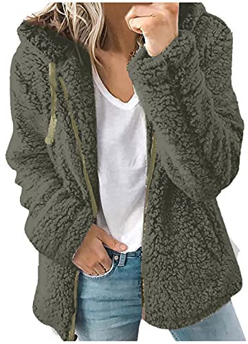 2024 Veste Polaire Femme avec Capuche Manteaux Polaire Zippée Grande Taille Veste Femme Mi Saison Chaud Hiver Décontractée Sweat Femme Capuche Veste Coupe Vent Femme Chic et Elegant Blouson Pas Cher