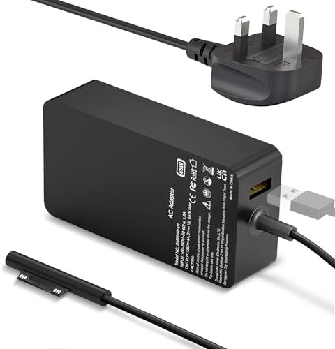 ELEHILS 65W laptop Charger Compatible with Microsoft Surface Pro 8/X/7/6/5/4/3,Surface Laptop Studio 5/4/3/2/1,Surface Book 2/1,Surface Go 3/2 with 5V 1A USB Port
