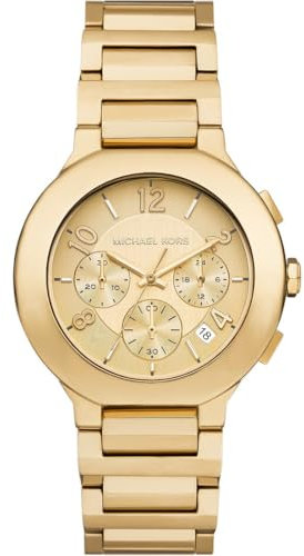 Michael Kors Reloj Gramercy para Mujer, Movimiento cronógrafo de Cuarzo con Correa de Acero Inoxidable, 40 mm, Tono Oro