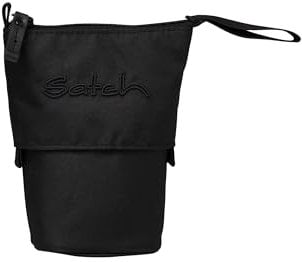 satch Pencil Slider extra groß inkl. Trennfach Reißverschlussfach Stiftehalter Geodreieck Sichtfenster für Stundenplan Nordic Black - Schwarz