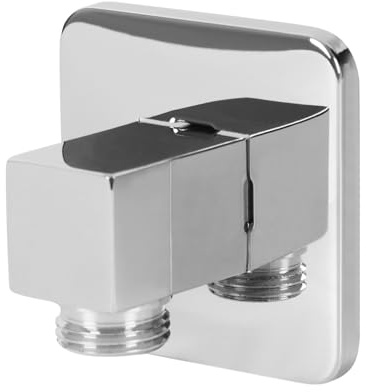 Chrom Messing Wandanschlussbogen, G1 / 2 Wandanschlussbogen Eckig, Duschauslass-Winkel für Die Verdeckte Wandmontage (Silber)