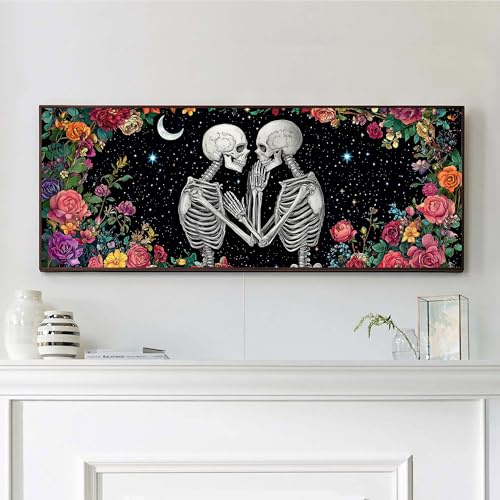 VAIIEYO 5D DIY Skelett Diamond Painting Groß, Paar Diamant Painting Groß xxl Bilder Malerei Kits, Malen Nach Zahlen Diamant Home Wand Decor Gemälde Kreuzstich Diamond Dekoration 30x80cm-4