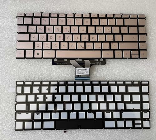 QMSOZMD Parti per Laptop Nuovo ebraico for HP Pavilion X360 14-DV 14-DW 14-DW0000 14-DV0000 Retroilluminazione Individuale Tastiera for Notebook in Oro Rosa