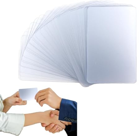 Bustlwor 50 Stück 86 x 54mm Aluminium Rohlinge Namenskarte, Transparent Blanko PVC Karten, für Büro und DIY Geschenkkarte (Transparent）