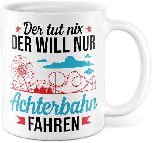 Tazza per parco divertimenti con scritta – Regalo Der tut nix, der will nur russe – Tazza da caffè 330 ml in ceramica – Divertente umorismo scherzo sarcasmo tazza da caffè