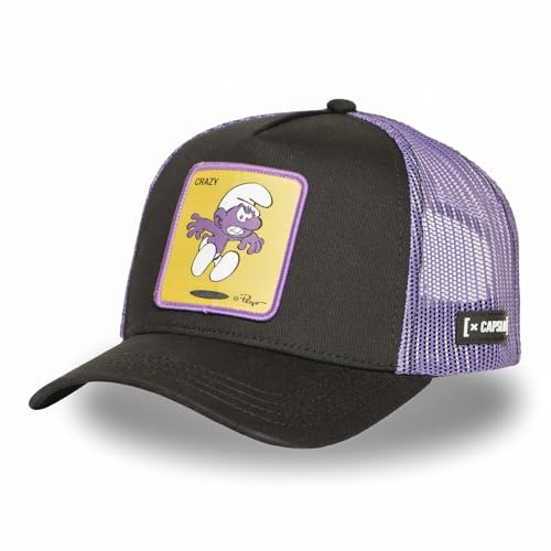 Capslab Kappe für Damen und Herren, Trucker-Kappe Die Schlümpfe, verstellbar durch Snapback, schwarz / gelb, Einheitsgröße