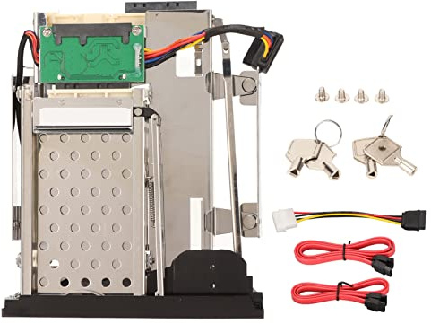 2.5in 3.5in Inal Enclosure, Dual Bay Hot Swappable Hard Drive Cage, 6Gbps III Trayless e Rack with Fan for Server PC Data Sto