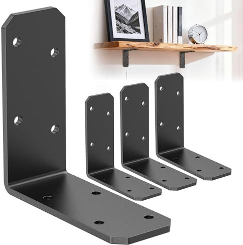 Heavy Duty L Brackets for Wood, Black 90 Degree Corner Brackets Garden Beds | 3mm Thick Heavy Duty Carbon Steel L Bracket 76x76x31mm, Rust Resistant 90° Support for Wood Frames, Raised Beds & Planters