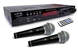 Amplificateur LTC ATM6000BT stéréo HiFi 100W USB/SD/MP3/Bluetooth & Karaoké avec 2 Micros filaires