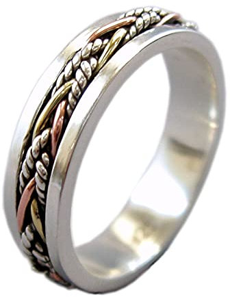 Energy Stone KORDEL SCHNUR schmaler Meditationsring mit Drehring (Style UK40)