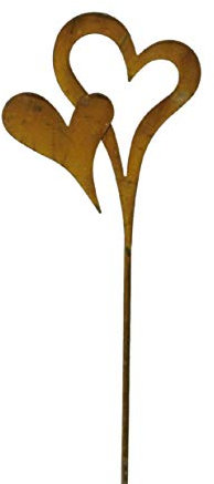 Roststecker Herz / Herzgartenstecker Rost / 58 cm / Doppelherz