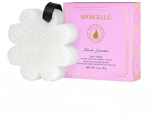 Spongellé Boxed Flower Shower Body Wash Infused Buffer, French Lavender