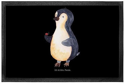 Mr. & Mrs. Panda 50 x 75 cm Fußmatte Pinguin Marienkäfer - Geschenk, Wunder, Vorleger, Fußmatte außen, Lebensfreude, aufmerksam, Fußmatte außen