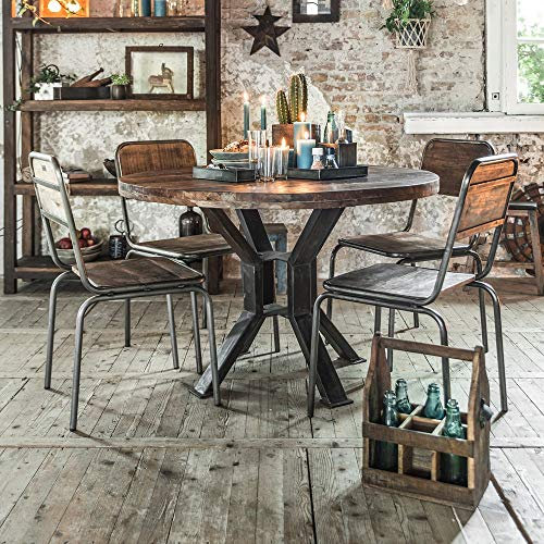 STUFF Esstisch Vintage Handmade aus recyceltem Altholz rund Industrie-Design - Maße: Ø 120 cm FSC-Zertifiziertes Recycling Produkt