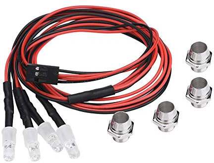 RC Auto LED Lichter, 4 Stück Scheinwerfer RC Zubehör LED Lichter für Modell Drift Auto Fahrzeug(5# rotes Licht Spannung: 5-11V)