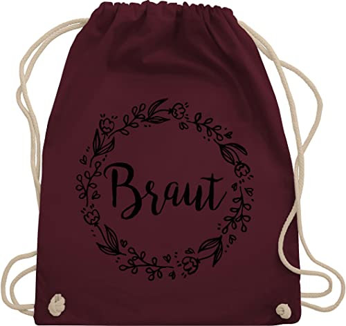 Shirtracer Turnbeutel Rucksack - JGA Junggesellenabschied Frauen - Braut Blumenkranz schwarz - Unisize - Bordeauxrot - gym bag gadgets jubggesellinnenabschied rucksäcke outfit junggesellenabschieds