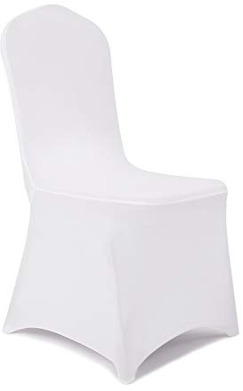 Peomeise Stuhlhussen aus Stretch-Elastan, für Hochzeit, Party, Esszimmer, Bankett, Event, 100 Stück, Weiß, 100 Stück