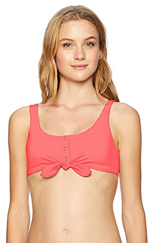 Body Glove Kate Crop Bikini Top Costume da bagno con cravatta anteriore, Rosa fluo, L