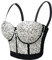 Woboren Damen Pailletten Perlen Bustier Crop Top Push-up Club Party Korsett Top with Detachable Strap