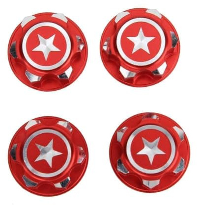 Aluminium Alloy Hex Wheel Mount Nuts, 4pcs Metal 17mm Hex Wheel Nut RC Spare Part Replacement Compatible with Summit RC Car(Red)
