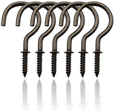 IDEALSV 1-1/2 Bronze Screw Cup Hook Ceiling Hooks 36 Pack Screw-in Light Hooks Mug Hooks