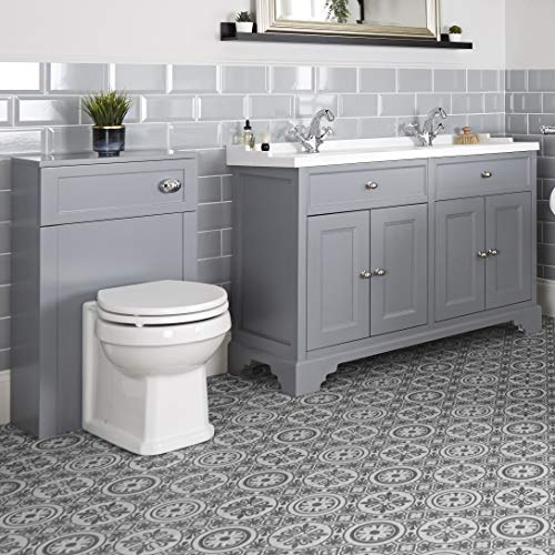 MILANO Grey 1210mm Bathroom Vanity Unit Double Basin Back to Wall Toilet