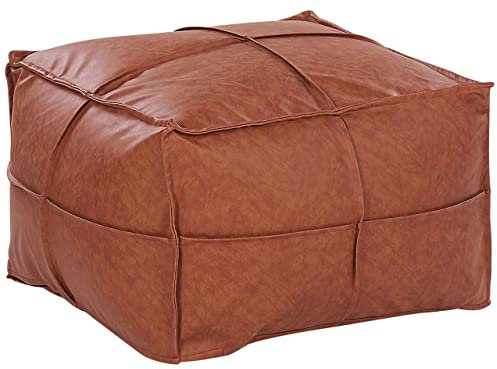 Beliani Pouf aus Kunststoffleder in Braun 60 x 45 cm Bori