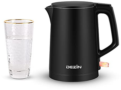 Dezin, bollitore elettrico da viaggio portatile da 0,8 l con struttura a doppia parete, bollitore elettrico in acciaio inox 304 per viaggi di lavoro, piccolo bollitore elettrico con spegnimento