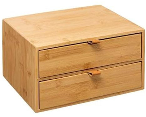 Paris Prix Five Simply Smart - Boîte Déco 2 Tiroirs Bambou 25cm Naturel