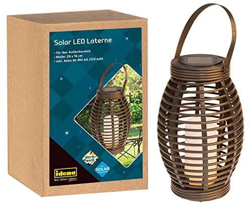 Idena 31243 - LED Laterne mit LED Kerze in Warmweiß, Gartenlaterne für draußen, Solarlampen für Außen, inkl. Solarmodul und Akku, ca. 26 x 16 cm groß, als Party Deko, Dekoration für Garten und Balkon