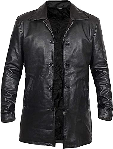 Jorde Calf Mens Distressed Long Coat -Real Leather Long Coat Men's- Classic Leather Blazer- men's trench coat long - trench coat men