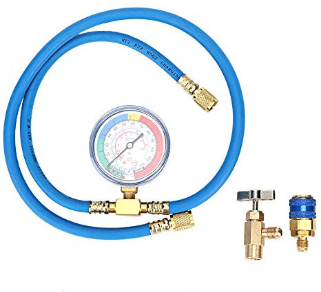 Kältemittel Ladeschlauch, R134A R-12 R-22 Klimaanlage Kältemittel Aufladeschlauch mit Messmanometer Rohrdosenöffner Hahn für Klimaanlagen Kältemittel Systeme