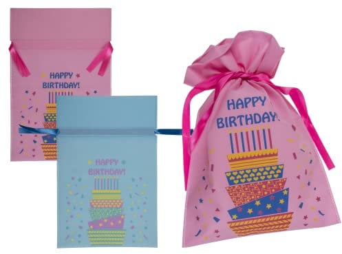 KAMACA 2er Set Geschenkbeutel HAPPY BIRTHDAY für kleine Geschenke Präsente Geschenktasche Geschenkverpackung (2er Set Geschenkbeutel Geburtstag)