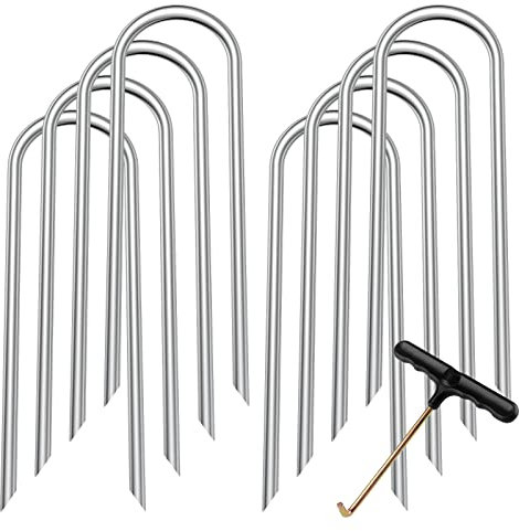 UROVIBOSCR Trampoline Anchors Heavy Duty Galvanized Steel Set of 8 for Trampolines, Swing Sets, Canopies, Camping Tarps, Trapping, Sheds, Dog Tie Out